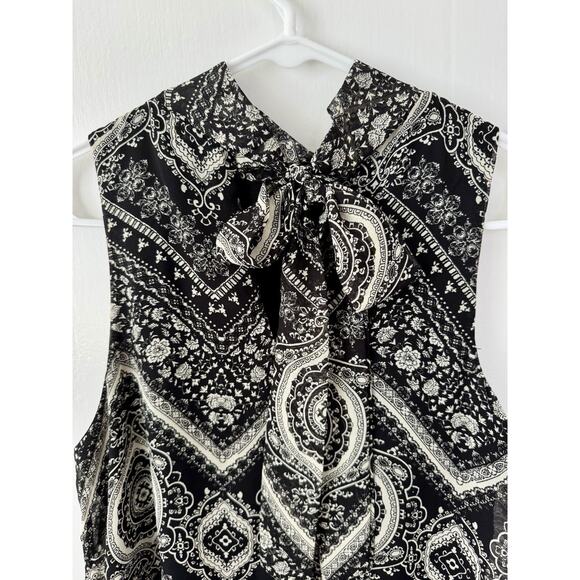 Cookies Hawai’i Paisley High Neck Black and Cream Color Midi Dress Size Small - Picture 5 of 11
